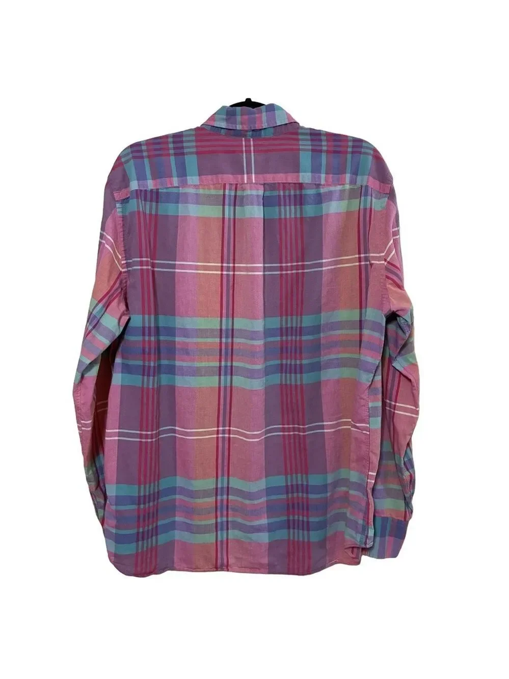 J.Crew Madras Plaid Button Down Shirt Men’s L Red Green Long Sleeve